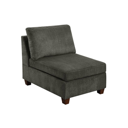 Remy 37 Inch Modular Armless Chair, Soft Gray Chenille, Solid Pine Wood By Casagear Home