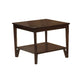 Nem 3pc Coffee and End Table Set with Lower Shelf, Solid Brown Wood Finish By Casagear Home