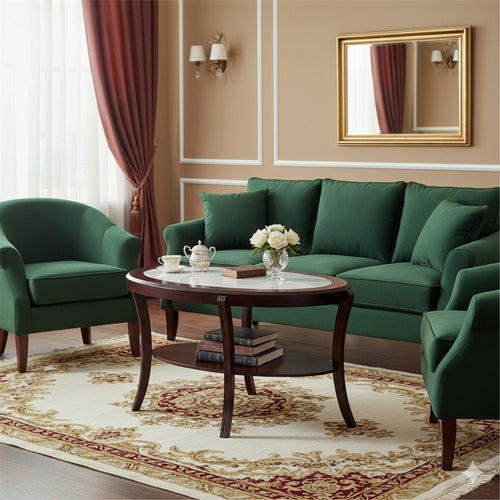 Lyn 51 Inch Console Table with Oval Glass Top and Lower Shelf, Brown Wood By Casagear Home