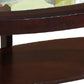 Lyn 53 Inch Coffee Table with Oval Glass Top and Lower Shelf, Brown Wood By Casagear Home