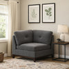 Jemy 37 Inch Modular Corner Sofa Chair, Dark Gray Chenille, Solid Wood By Casagear Home