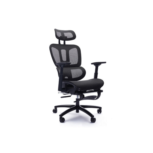 26 Inch Office Chair, Reclining, Footrest, Caster Wheels, Black Mesh By Casagear Home