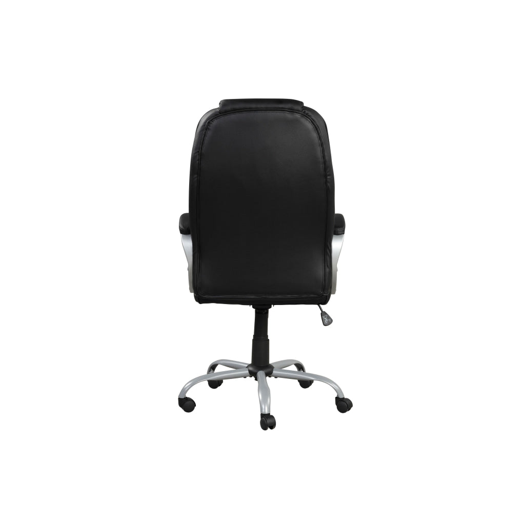 30 Inch Office Chair 360 Degree Swivel Cushioned Black Faux Leather By Casagear Home BM314721