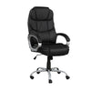 30 Inch Office Chair 360 Degree Swivel Cushioned Black Faux Leather By Casagear Home BM314721