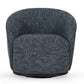 Rea 34 Inch Swivel Accent Chair Padded Blue Polyester Upholstery Ash Wood By Casagear Home BM314727