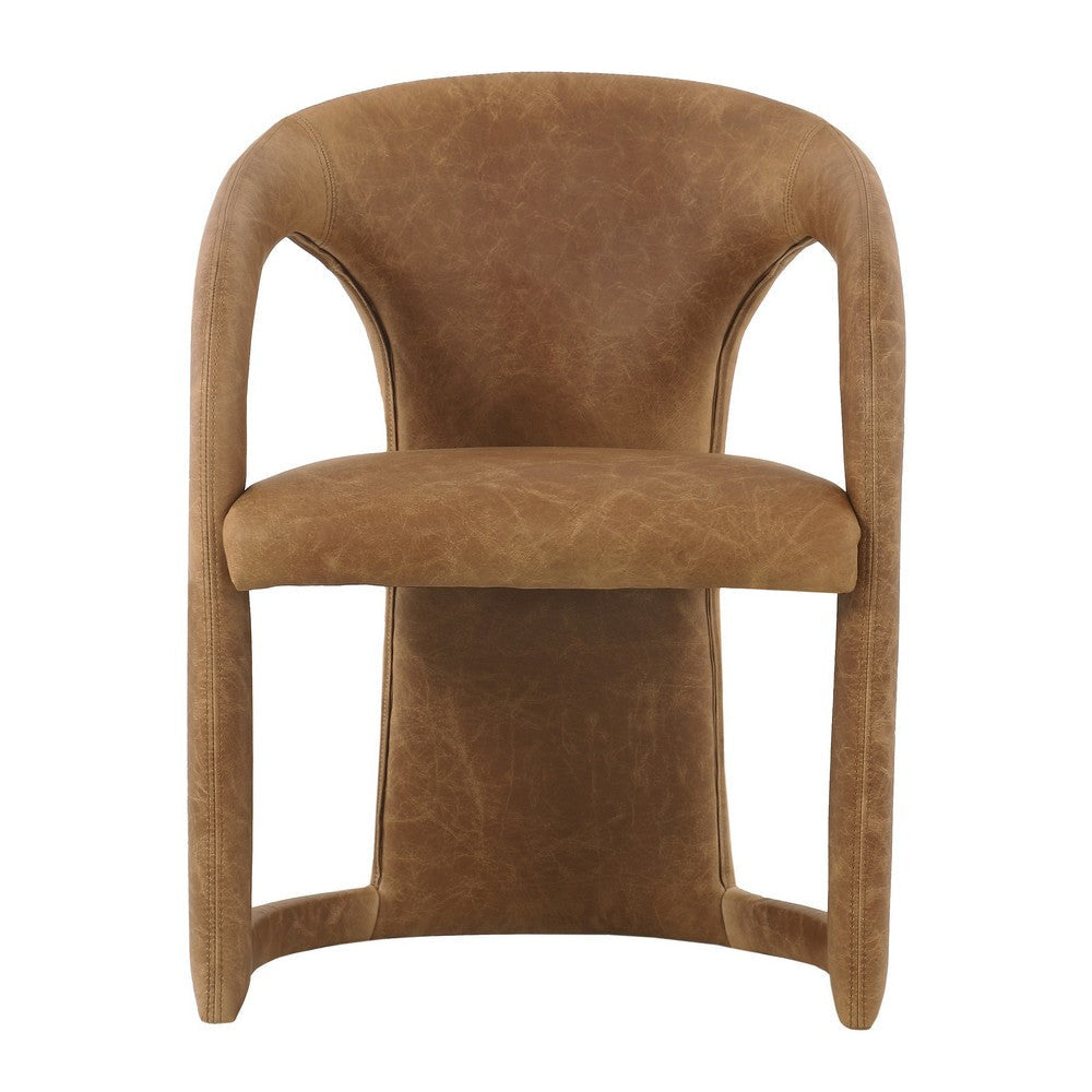 Chie 23 Inch Dining Chair Brown Polyester Cantilever Solid Wood Frame By Casagear Home BM314729