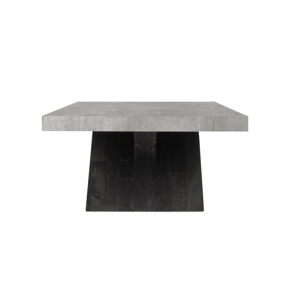 Ren 54 Inch Coffee Table Rectangular Top Cross Base Gray Black Concrete By Casagear Home BM314732