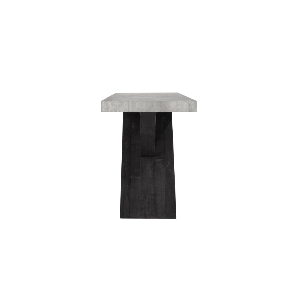 Ren 72 Inch Console Table Rectangular Top Cross Base Gray Black Concrete By Casagear Home BM314733