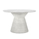 Fen 47 Inch Outdoor Dining Table, Round Pedestal Base, White Concrete By Casagear Home