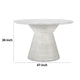 Fen 47 Inch Outdoor Dining Table, Round Pedestal Base, White Concrete By Casagear Home
