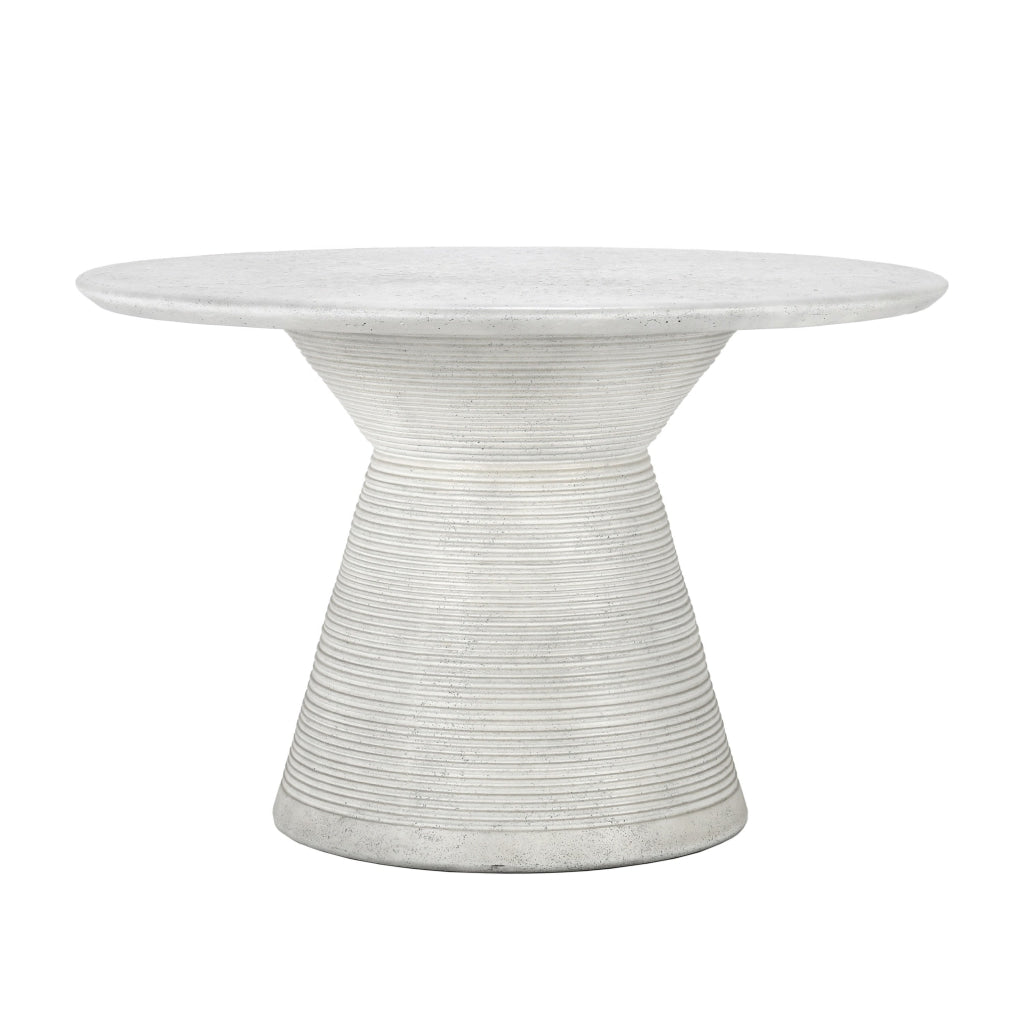 Fen 47 Inch Outdoor Dining Table Round Pedestal Base White Concrete By Casagear Home BM314734