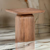 Loe 22 Inch Side End Table Square Top with Pedestal Base Solid Mango Wood By Casagear Home BM314744