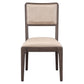 Ese 25 Inch Dinning Chair Beige Real Leather Open Style Brown Solid Wood By Casagear Home BM314750