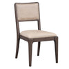 Ese 25 Inch Dinning Chair Beige Real Leather Open Style Brown Solid Wood By Casagear Home BM314750