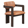 Tyna 24 Inch Dining Armchair Tan Real Leather Brown Solid Ash Wood By Casagear Home BM314753