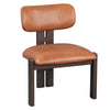 Tyna 25 Inch Dining Chair Tan Real Leather Armless Brown Solid Ash Wood By Casagear Home BM314754