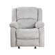 Chris 38 Inch Manual Glider Recliner Chair Solid Wood Light Gray Chenille By Casagear Home BM314756
