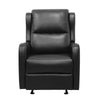 Kim 39 Inch Glider Manual Recliner Chair Black Faux Leather Solid Wood By Casagear Home BM314759