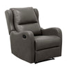 Kim 38 Inch Manual Recliner Chair Cushioned Gray Faux Leather Solid Wood By Casagear Home BM314761