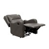 Kim 38 Inch Manual Recliner Chair Cushioned Gray Faux Leather Solid Wood By Casagear Home BM314761