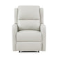 Kim 38 Inch Manual Recliner Chair Off White Faux Leather Solid Wood By Casagear Home BM314762