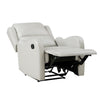 Kim 38 Inch Manual Recliner Chair Off White Faux Leather Solid Wood By Casagear Home BM314762