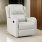 Kim 38 Inch Manual Recliner Chair, Off White Faux Leather, Solid Wood By Casagear Home