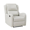 Kim 38 Inch Manual Recliner Chair Off White Faux Leather Solid Wood By Casagear Home BM314762