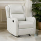 Kim 39 Inch Glider Manual Recliner Chair, Off White Faux Leather By Casagear Home