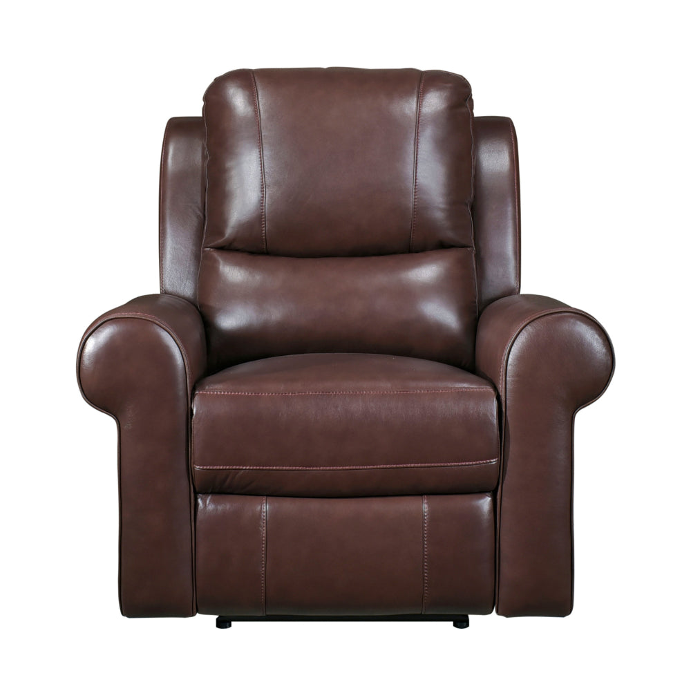 Michael 39 Inch Power Recliner Chair, USB Port, Brown Top Grain Leather By Casagear Home