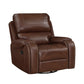 Dean 41 Inch Swivel Glider Manual Recliner Chair, Brown Faux Leather By Casagear Home