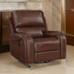 Dean 41 Inch Swivel Glider Manual Recliner Chair Brown Faux Leather By Casagear Home BM314769