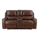 Dean 76 Inch Dual Manual Recliner Loveseat Cupholders Brown Faux Leather By Casagear Home BM314770