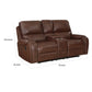 Dean 76 Inch Dual Manual Recliner Loveseat Cupholders Brown Faux Leather By Casagear Home BM314770