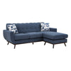 Keto 87 Inch Reversible L Shape Sofa With Chaise 2 Pillows Blue Chenille By Casagear Home BM314778