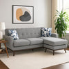 Keto 87 Inch Reversible L Shape Sofa With Chaise, 2 Pillows, Gray Chenille By Casagear Home
