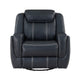 Louise 40 Inch Swivel Glider Manual Recliner Chair Blue Faux Leather By Casagear Home BM314781