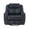 Louise 40 Inch Swivel Glider Manual Recliner Chair Blue Faux Leather By Casagear Home BM314781