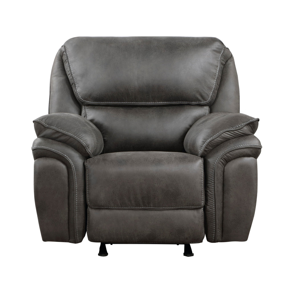 Tony 45 Inch Rocker Manual Recliner Chair Gray Microfiber Solid Wood By Casagear Home BM314785