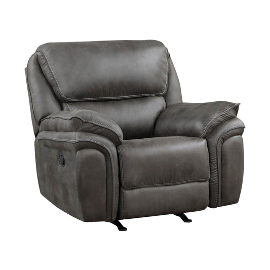 Tony 45 Inch Rocker Manual Recliner Chair Gray Microfiber Solid Wood By Casagear Home BM314785