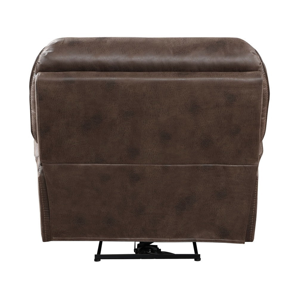 Tony 45 Inch Power Recliner Chair Brown Microfiber Solid Wood USB Port By Casagear Home BM314786