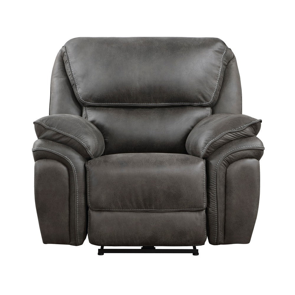 Tony 40 Inch Power Recliner Chair Gray Microfiber Solid Wood USB Port By Casagear Home BM314787