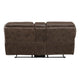 Tony 80 Inch Dual Manual Recliner Loveseat Cupholders Brown Microfiber By Casagear Home BM314788