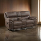 Tony 80 Inch Dual Manual Recliner Loveseat, Cupholders, Brown Microfiber By Casagear Home