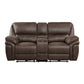 Tony 80 Inch Power Double Recliner Loveseat Console Cupholders USB Brown By Casagear Home BM314790