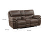 Tony 80 Inch Power Double Recliner Loveseat Console Cupholders USB Brown By Casagear Home BM314790