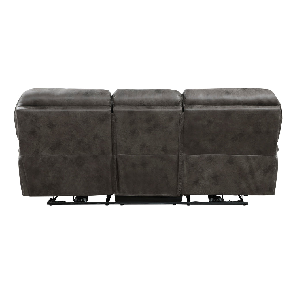 Tony 90 Inch Power Double Recliner Sofa Gray Microfiber USB Charging Port By Casagear Home BM314795