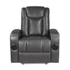 Emily 38 Inch Power Recliner Chair Cooling Cupholder LED Gray PU Leather By Casagear Home BM314796