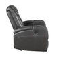 Emily 38 Inch Power Recliner Chair Cooling Cupholder LED Gray PU Leather By Casagear Home BM314796