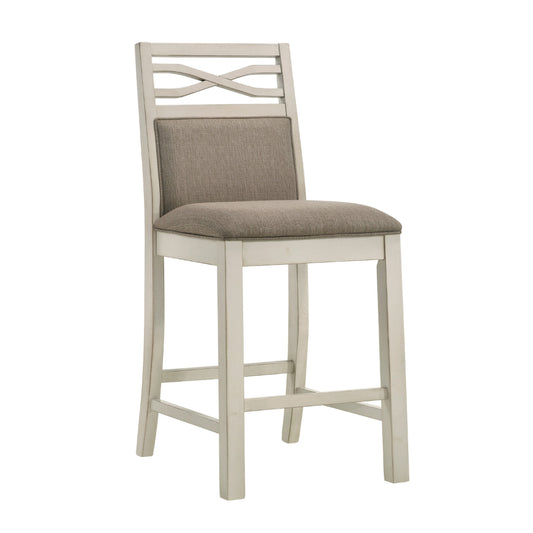 Marie 26 Inch Counter Height Chair, Khaki Fabric Seat, Back, Beige, Set of 2 By Casagear Home
